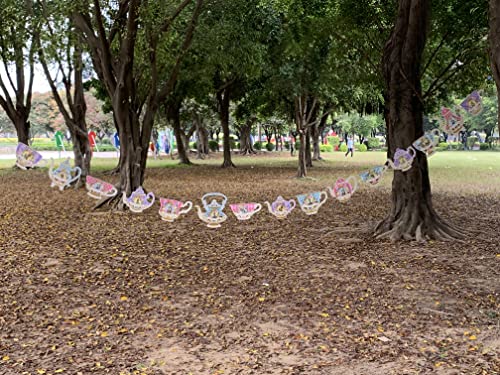 Alice In Wonderland Hanging Teapot & Tea Cup Bunting for Mad Hatter Tea Party