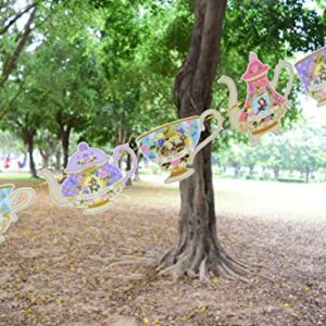 Alice In Wonderland Hanging Teapot & Tea Cup Bunting for Mad Hatter Tea Party