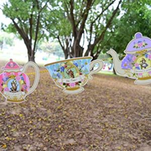 Alice In Wonderland Hanging Teapot & Tea Cup Bunting for Mad Hatter Tea Party