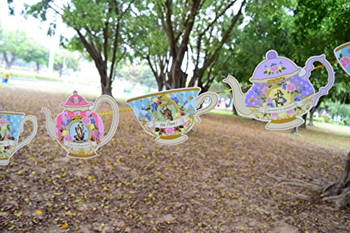 Alice In Wonderland Hanging Teapot & Tea Cup Bunting for Mad Hatter Tea Party