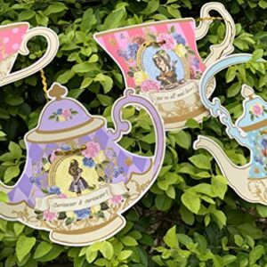 Alice In Wonderland Hanging Teapot & Tea Cup Bunting for Mad Hatter Tea Party