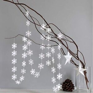 Pearl White Icy Snowflake Garland Kit Hanging Christmas Decorations Snowflakes Tree Decor Streamer Bunting Banner for Winter Wonderland Party Birthday Wedding New Year Baby Shower Home Decor