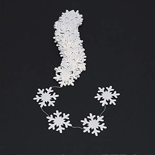 Pearl White Icy Snowflake Garland Kit Hanging Christmas Decorations Snowflakes Tree Decor Streamer Bunting Banner for Winter Wonderland Party Birthday Wedding New Year Baby Shower Home Decor