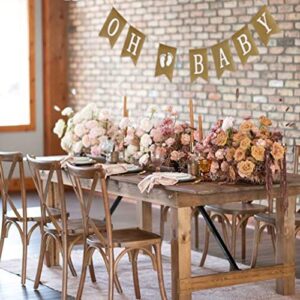 Burlap Oh Baby Banner for Baby Shower Decorations - Gender Neutral Baby Shower Banner Garland - Rustic Oh Baby Sign for Baby Shower, Gender Reveal Party Decorations - Large Size, 7 x 5 Inches