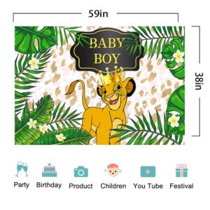 Jungle Safari Baby The Lion King Backdrop for Gender Reveal Party Supplies Baby Boy Baby Shower Banner for Birthday Party Decoration 5x3ft