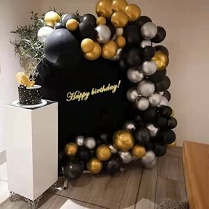 Black Gold Silver Balloon Garland kit, 112pcs Black and gold balloons Metallic Balloons for New Year Birthday Wedding Graduation Party Decoration