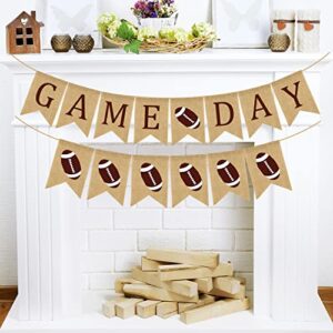 doumeny 2pcs football game day burlap banner american football bunting garland sports theme party banner rustic football superbowl bunting banner for birthday baby shower sports club party decoration