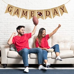 Doumeny 2Pcs Football Game Day Burlap Banner American Football Bunting Garland Sports Theme Party Banner Rustic Football Superbowl Bunting Banner for Birthday Baby Shower Sports Club Party Decoration