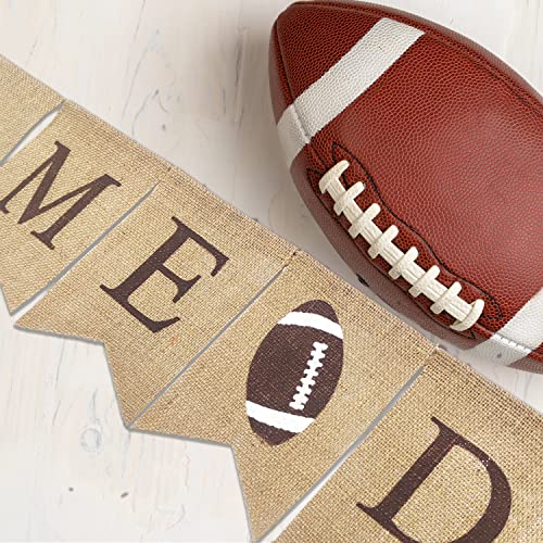 Doumeny 2Pcs Football Game Day Burlap Banner American Football Bunting Garland Sports Theme Party Banner Rustic Football Superbowl Bunting Banner for Birthday Baby Shower Sports Club Party Decoration