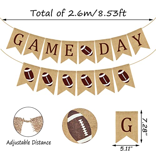 Doumeny 2Pcs Football Game Day Burlap Banner American Football Bunting Garland Sports Theme Party Banner Rustic Football Superbowl Bunting Banner for Birthday Baby Shower Sports Club Party Decoration