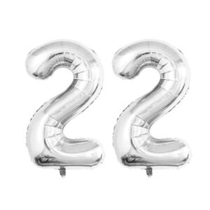 GOER 2 Pcs 42 Inch Silver Foil Balloons Number 2,Huge Number Balloons for 2nd 22nd Birthday Party Supplies Anniversary Decorations