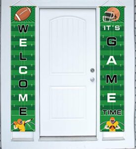 football banner welcome porch sign decorations – game day sports door house party decor supplies
