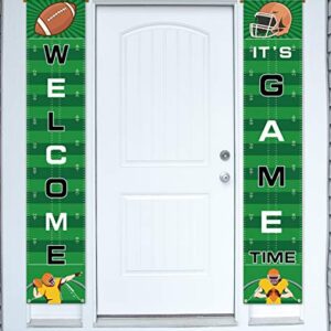 Football Banner Welcome Porch Sign Decorations - Game Day Sports Door House Party Decor Supplies