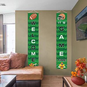 Football Banner Welcome Porch Sign Decorations - Game Day Sports Door House Party Decor Supplies