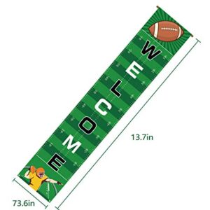 Football Banner Welcome Porch Sign Decorations - Game Day Sports Door House Party Decor Supplies