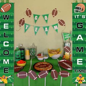 Football Banner Welcome Porch Sign Decorations - Game Day Sports Door House Party Decor Supplies