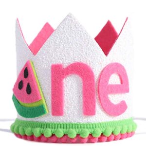 watermelon party decorations for 1st birthday – watermelon birthday crown for photo booth props and backdrop cake smash, best watermelon birthday party supplies for kids (watermelon birthday crown)