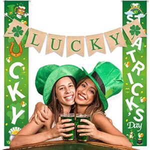 St. Patrick's Day Decorations Lucky Shamrock Banner Irish Four Leaf Clover Garland Flags