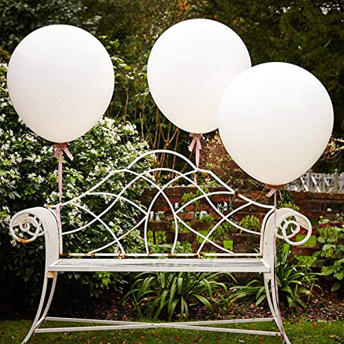 36 Inch Giant Latex Balloon White (Premium Helium Quality), Large Balloons for Birthdays Wedding Photo Shoot and Festivals Christmas and Event Decorations - 6Pcs