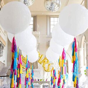 36 Inch Giant Latex Balloon White (Premium Helium Quality), Large Balloons for Birthdays Wedding Photo Shoot and Festivals Christmas and Event Decorations - 6Pcs