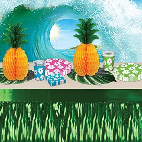 Beistle 2 Piece Tissue Pineapples Luau Centerpiece Party Decorations, 12", Yellow/Green