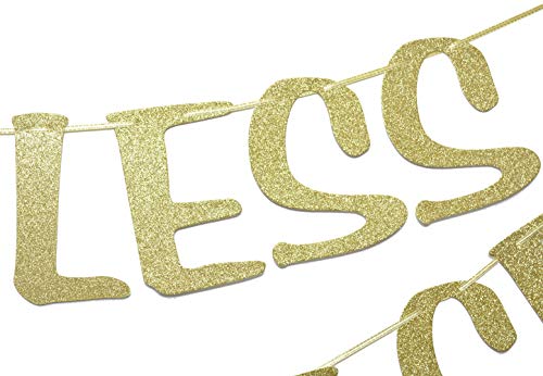 Qttier Two Less Fish in The Sea Banner Sign Garland Gold Glitter for Engagement Bridal Shower Wedding Bachelorette Decorations Nautical Theme Decor Photo Booth Props