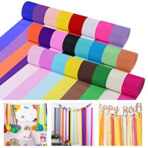 24 rolls crepe paper streamers, 24 colors streamers decorations, easy to decorate party supplies for birthdays, wedding, ceremony, children’s day, fun festivals decoration