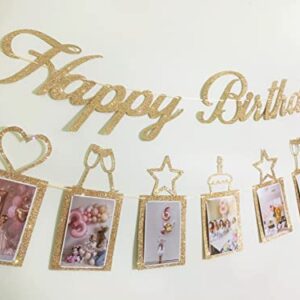 Concico Birthday decorations - Happy Birthday Photo banner and Hanging Swirls of Birthday party decor(Rose Gold)