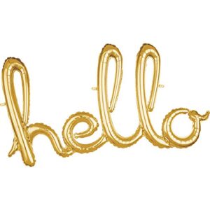 anagram international phrase hello party balloon, 39″, gold