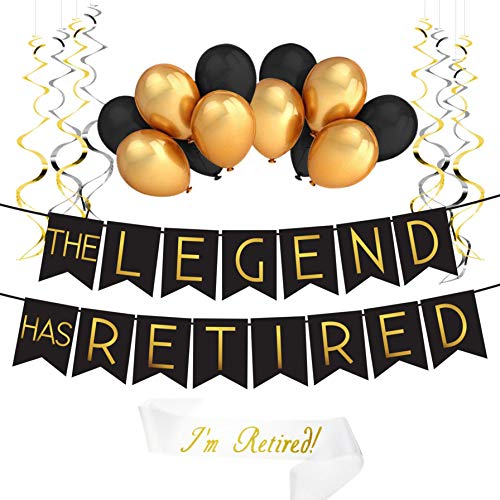 UrbanRed Retirement Party Decorations - Happy Retirement Decorations for Party - Farewell Party Decorations - Retirement Party Supplies Happy Retirement Banner, Retirement Sash & Retirement Balloons