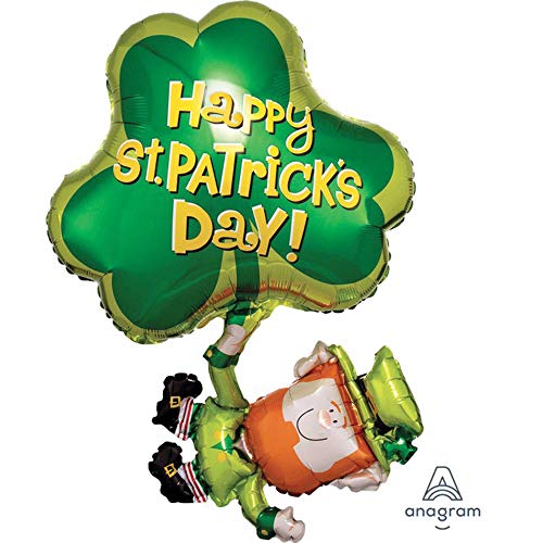 Happy St. Patrick's Day Leprechaun & Shamrock 33" Mylar Balloon