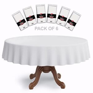 neatiffy 84 inch 6 pack disposable round plastic tablecloths picnic / camping / party / banquet table cover. table cloth for round 84″ tables, (white)