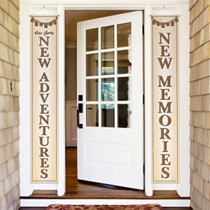 new home new adventures new memories porch sign door banner decor brown – new house housewarming party theme decorations for men women supplies