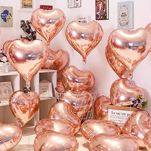 KUNGOON Happy Anniversary Balloon Banner,Valentines Day/Wedding Anniversary Party Decorations,Love Party and Anniversary Party Supplies,16 Inch Rose Gold Aluminum Foil.