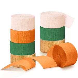 NICROHOME Little Cutie Baby Shower Decorations, 8 Rolls Orange Green Crepe Paper Streamers for Birthday Party, Summer Party, Fruit Party