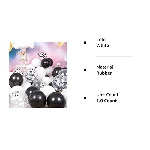 Metallic Shiny Black and White Balloons 10 Inch Black White Confetti Balloons 12 Inch 68PCS Latex Helium Chrome Party Decoration Balloon Set