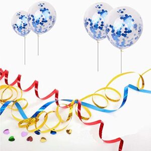 Blue Confetti Balloons 40 pack, 12 inch Transparent Party Balloons with Confetti for Graduation Party Wedding Baby Shower Birthday Carnival Party Decoration Supplies…