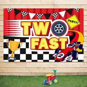 pakboom two fast backdrop banner background – 2nd race car birthday decorations party supplies for boys – 3.9 x 5.9ft