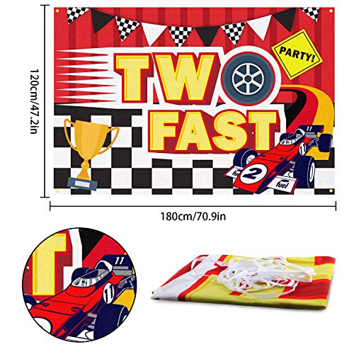 PAKBOOM Two Fast Backdrop Banner Background - 2nd Race Car Birthday Decorations Party Supplies for Boys - 3.9 x 5.9ft