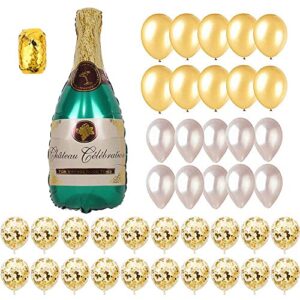 Champagne Bottle Balloons Kit, Champagne Balloon Garland Arch Kit and Golden Silver Balloon,Engagement Party Decorations Wedding Birthday Bachelorette Bridal Shower Party Decorations…