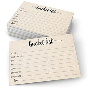 321done bucket list suggestion cards (50 4″ x 6″ cards – tan) – fun party game activity guestbook for wedding, bridal, graduation, retirement, anniversary, birthday – ad lib prompts – made in the usa