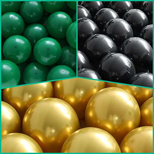 Enanal 147pcs Green Gold Balloon Garland Arch Kit, Dark Green Black and Chrome Gold Latex Balloons with BoBo Balloons for Birthday Wedding Anniversary Graduation Party Decorations (Green)