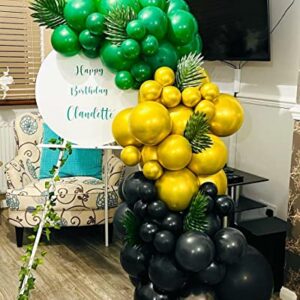 Enanal 147pcs Green Gold Balloon Garland Arch Kit, Dark Green Black and Chrome Gold Latex Balloons with BoBo Balloons for Birthday Wedding Anniversary Graduation Party Decorations (Green)