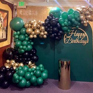 Enanal 147pcs Green Gold Balloon Garland Arch Kit, Dark Green Black and Chrome Gold Latex Balloons with BoBo Balloons for Birthday Wedding Anniversary Graduation Party Decorations (Green)