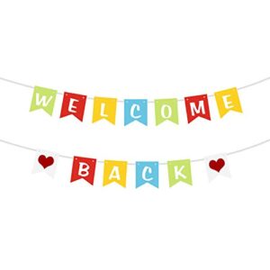 innoru colorful welcome back banner – new house – classroom welcome party swallowtail bunting flag – homecoing returning – back home retirement party bunting decorations photo prop