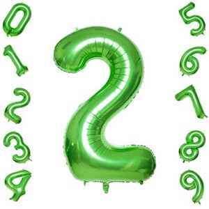 green 2 balloons,40 inch birthday foil balloon party decorations supplies helium mylar digital balloons (green number 2)