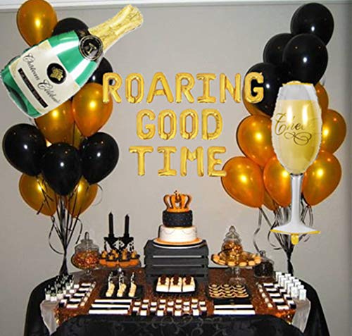 LaVenty Set of 15 Roaring Good Time Balloons Great Gatsby Party Decoration Roaring 20s Party Balloons Roaring Twenties Decorations Flapper Party Decor