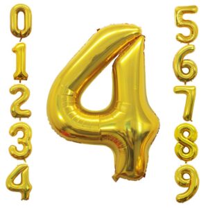 goer 2 pcs 42 inch gold foil balloons number 4,huge number balloons for 4th 44th birthday party supplies anniversary decorations