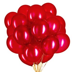 cheeseandu 100 pcs red chrome balloons 10 inch double-layered chrome metallic latex balloons for bday parties wedding supplies valentines day party decor baby shower decorations (dark red)