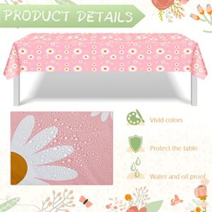 Flutesan Pink Daisy Plastic Tablecloth Disposable Boho Party Decorations 86.6 x 51.2 Inch Rectangle Table Covers for Party Weddings Birthday (2 Pieces)